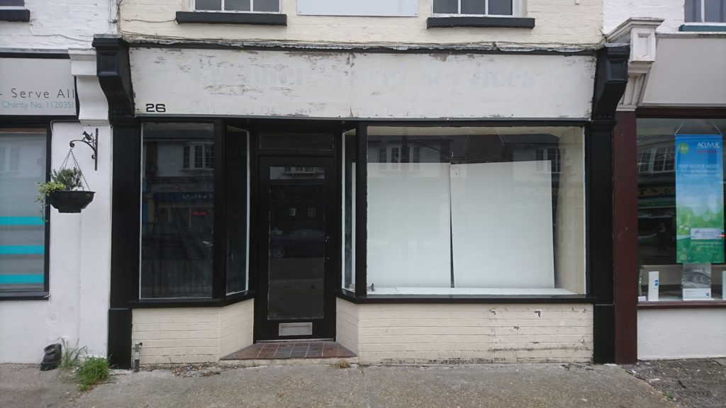 A progress shot of the Window Gallery as it goes from disused shop to attractive art space.